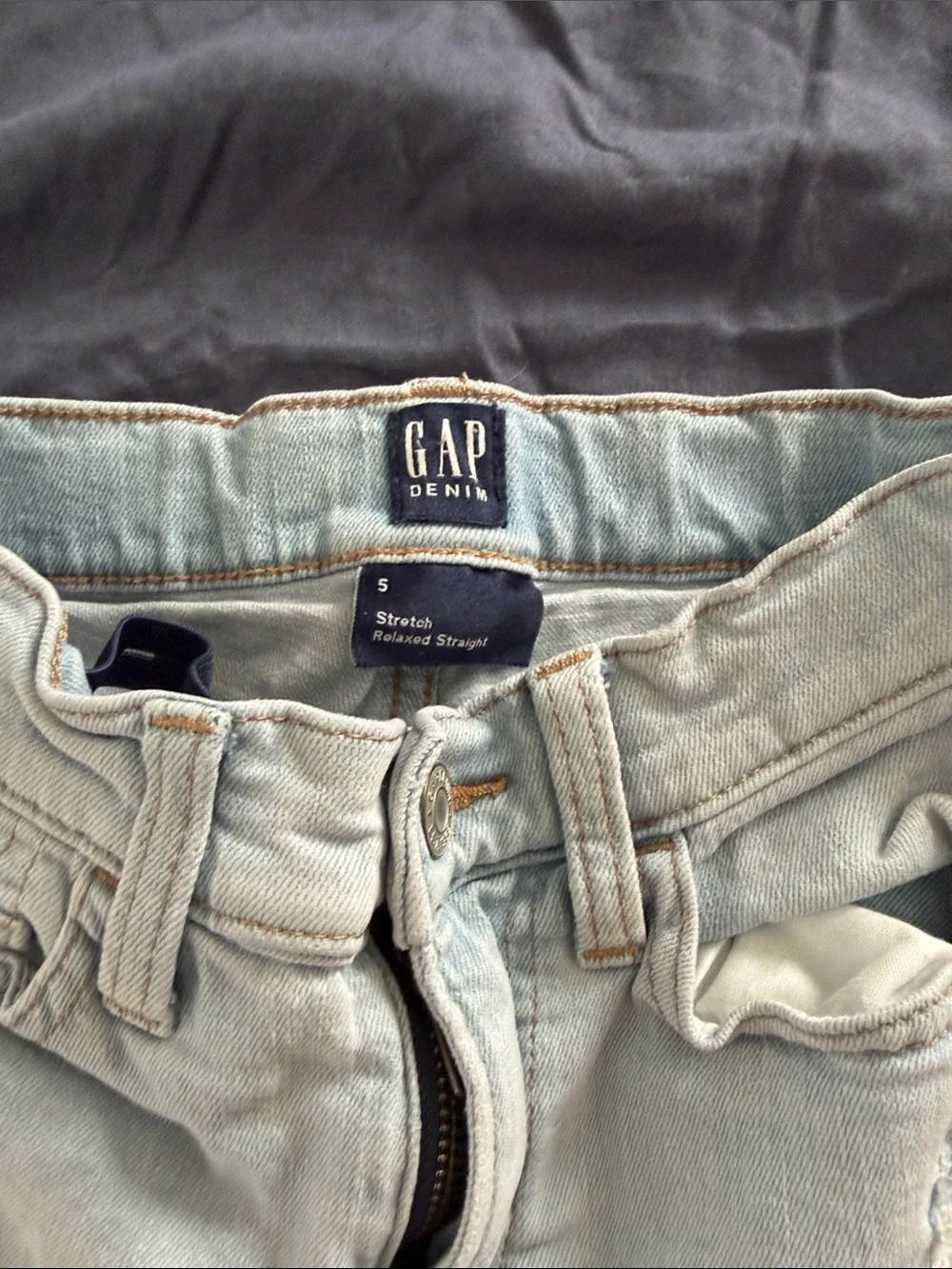 GAP Kids Light Gray Distressed Straight Jeans